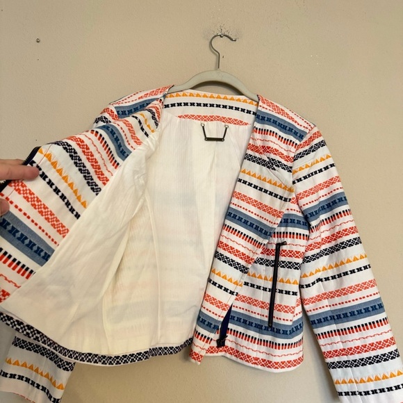 Trina Turk Jacket Blazer Size 8 Beatrix Tribal Embroidered Colorful Zip Up - Picture 10 of 16